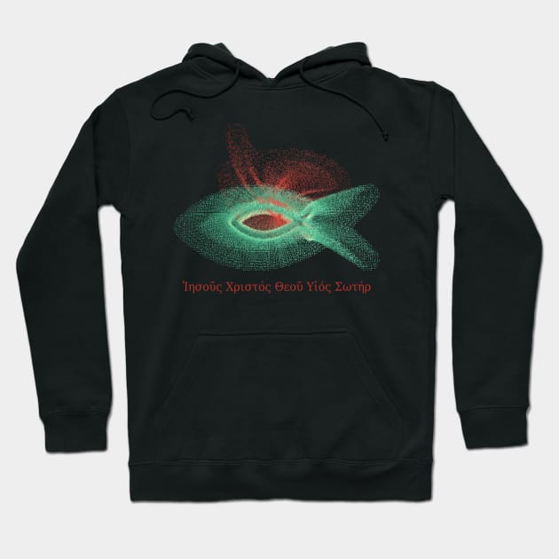 Jesus Fish Abstract Art With Greek Text Hoodie by donovanh